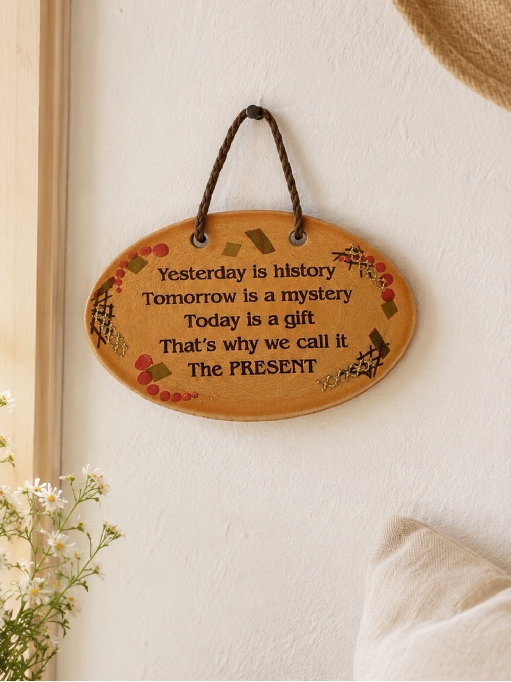 Mountaine Meadows
Pottery Wall Hanging
Plaque USA Yesterday Is History....